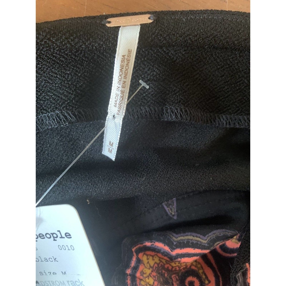 Free People M Paisley Pop Cropped Top Black Sleeveless Side Tie Vneck Tank New - Picture 12 of 14